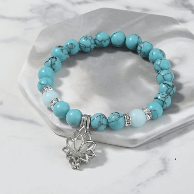 Positive Thinking Tibetan Turquoise Glowstone Luminous Bead Lotus Protection Bracelet