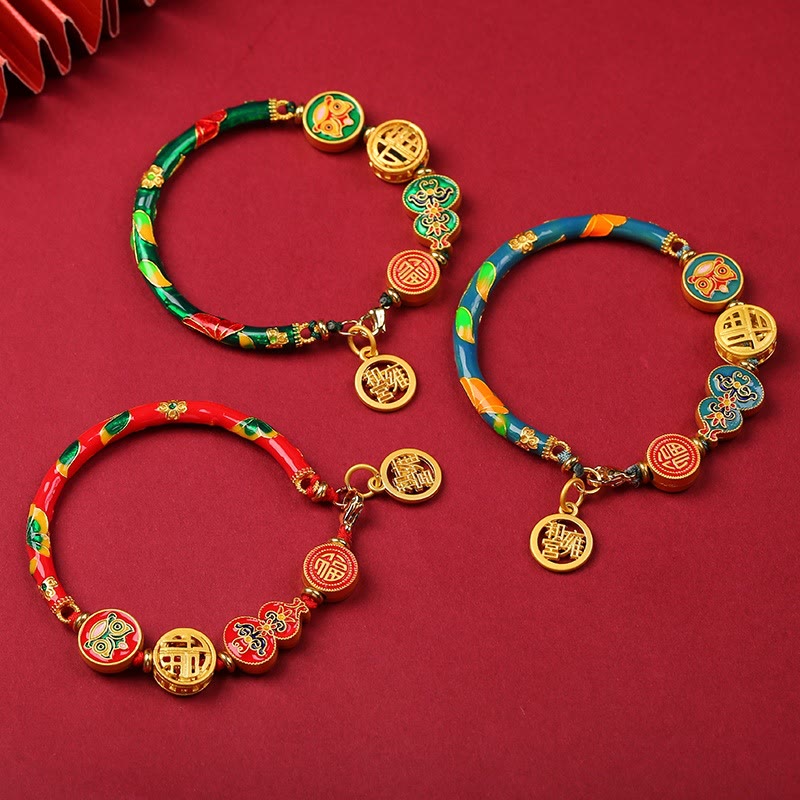 Nimara Ritual Tibetan Gourd Fortune Happiness Lion Wealth Luck Bracelet