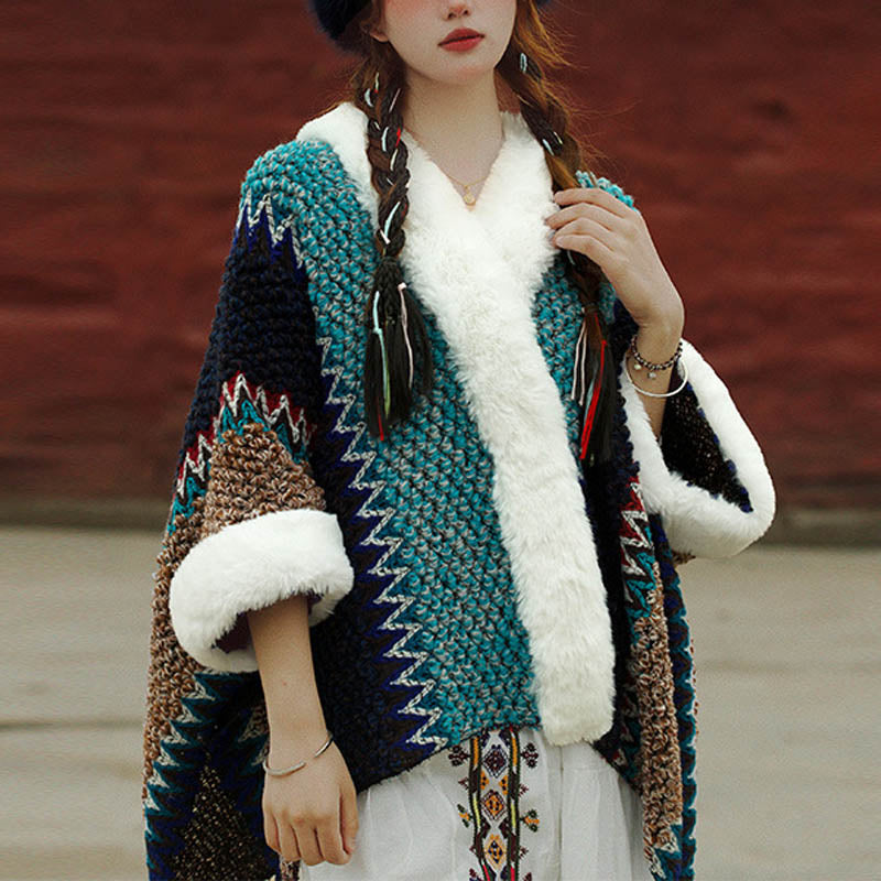 Nimara Ritual Tibetan Multicolored Striped Shawl Winter Cozy Travel Scarf Wrap