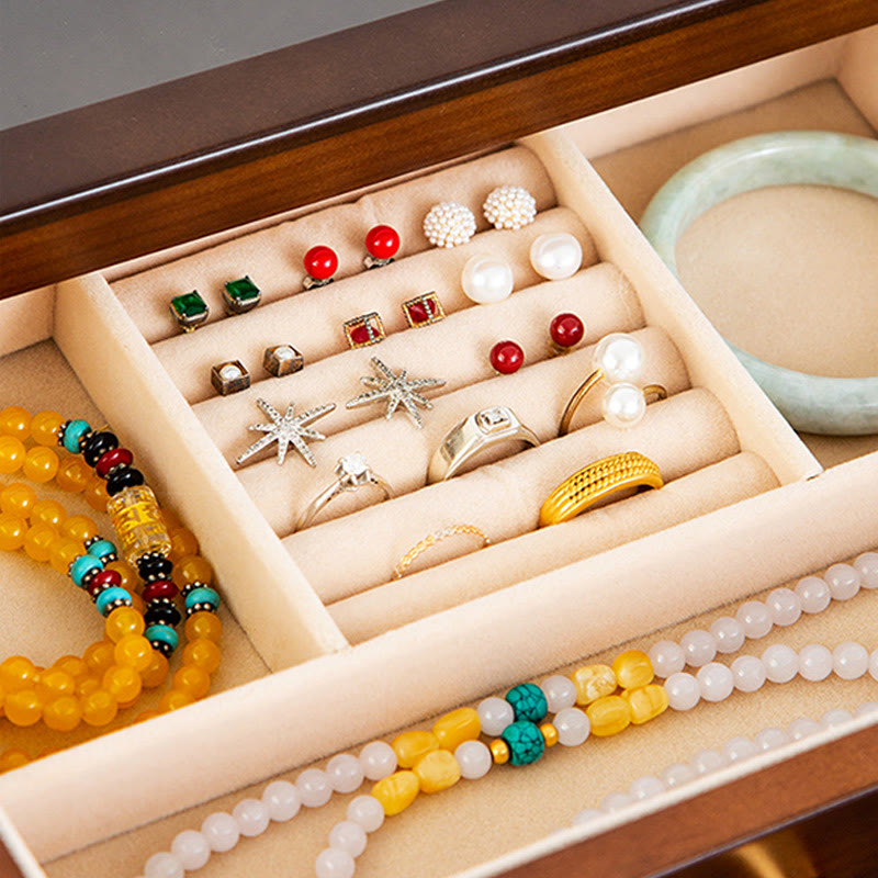 Nimara Ritual Retro Solid Wood Jewelry Box Jewelry Storage Box With Drawer