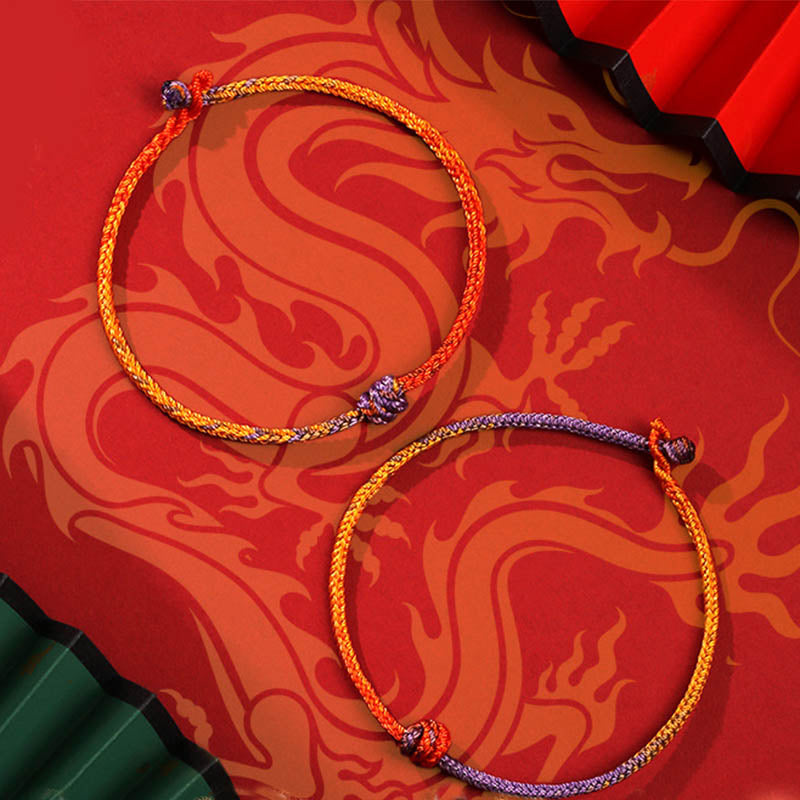 Nimara Ritual Handcrafted Colorful Purple Gold Red Braid Rope Bracelet