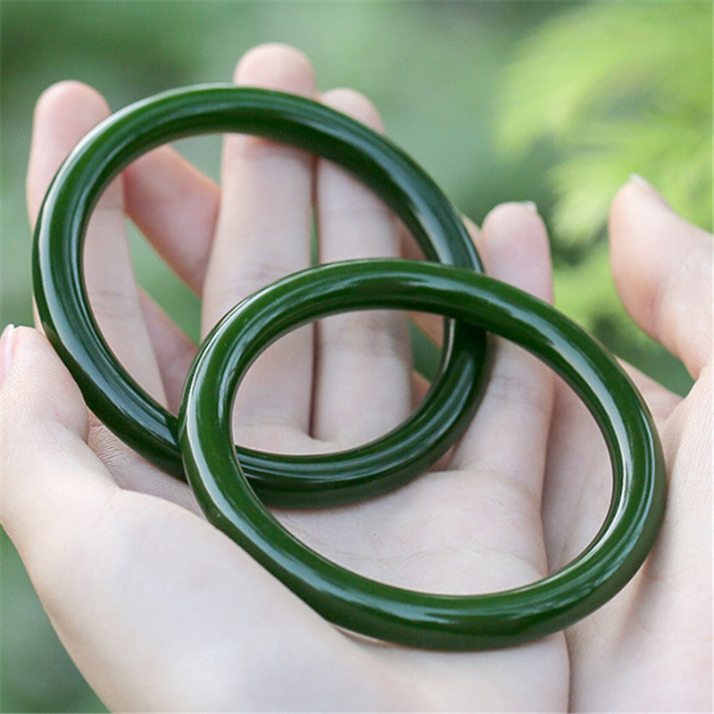 Nimara Ritual Cyan Jade Longevity Blessing Bangle Bracelet