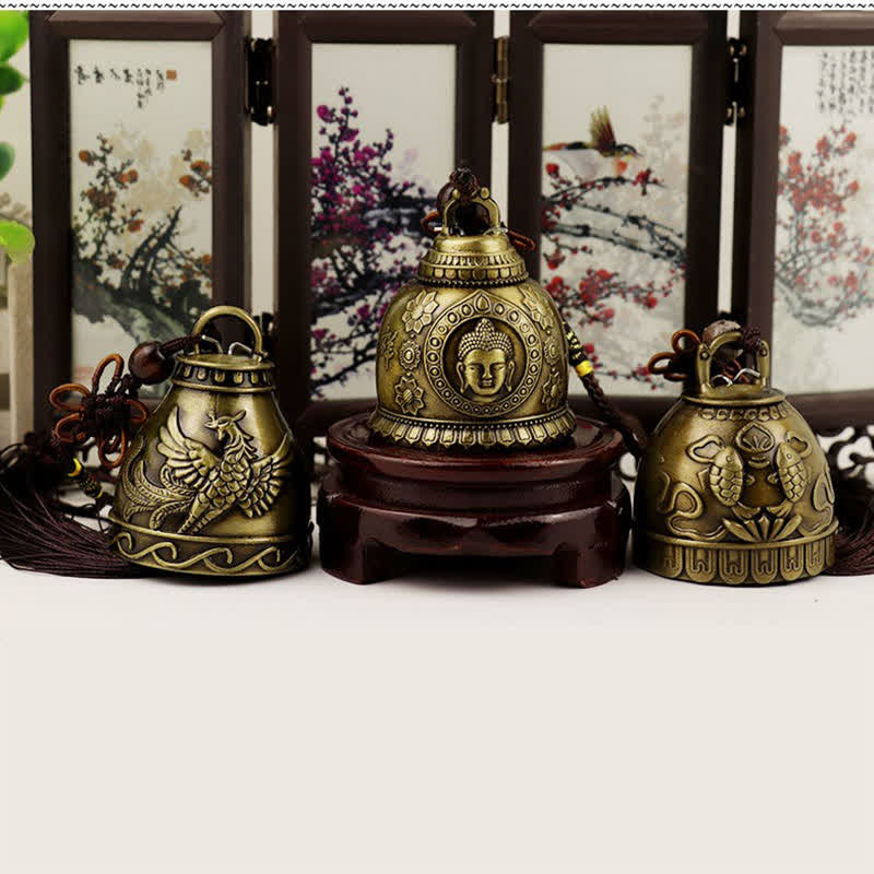 Nimara Ritual Feng Shui Buddha Koi Fish Phoenix Wind Chime Bell Luck Wall Hanging Decoration