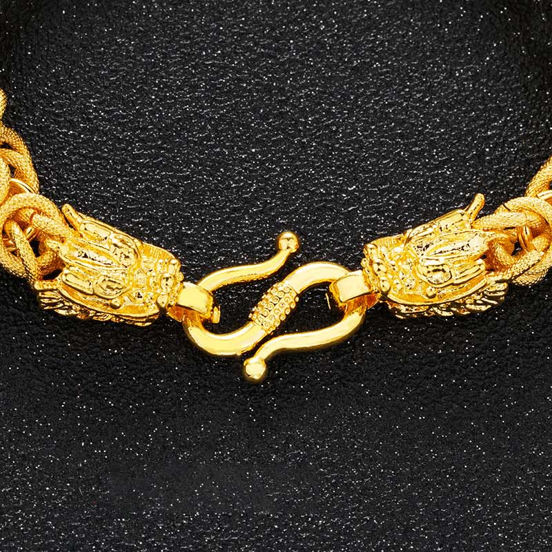 Nimara Ritual 24k Gold Plated Double Headed Dragon Protection Bracelet