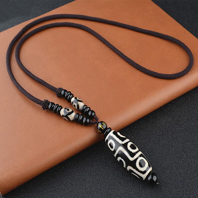 Nimara Ritual Nine-Eye Dzi Bead Wealth Protection Necklace