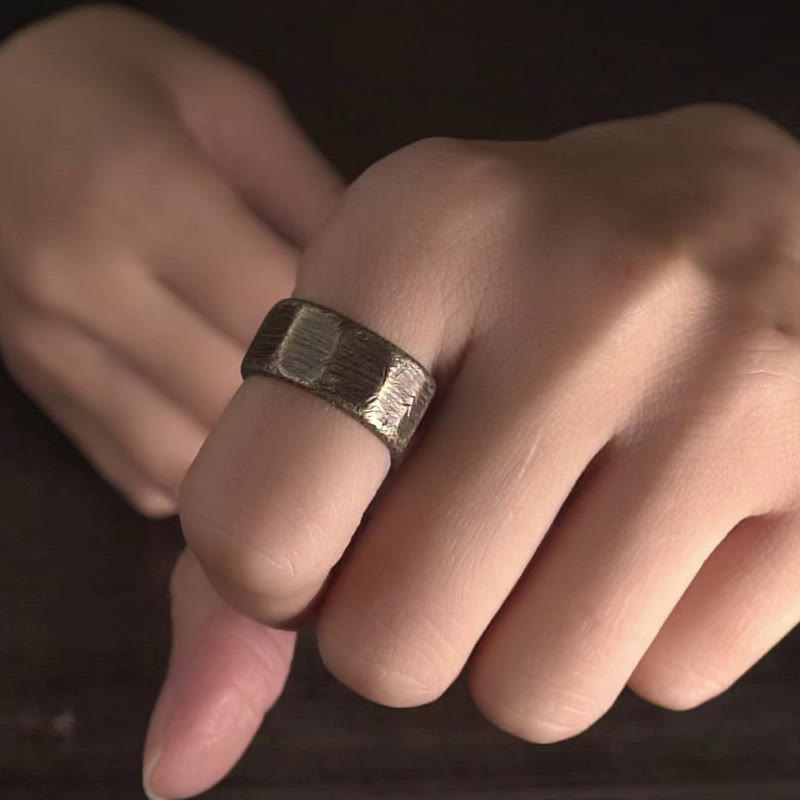 Nimara Ritual Tibetan Simple Design Copper Brass Frosted Wealth Ring