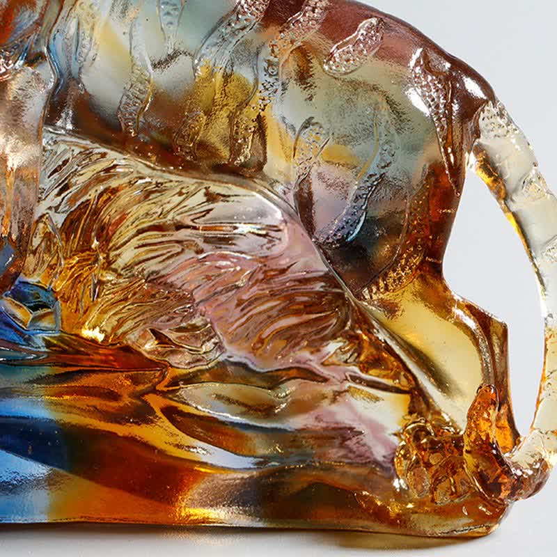 Nimara Ritual Handmade Liuli Crystal Tiger Art Piece Protection Home Decoration