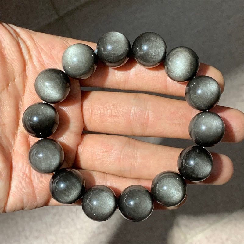Nimara Ritual Natural Silver Sheen Obsidian Soothing Protection Bracelet