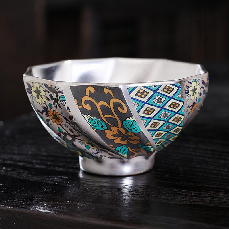 Nimara Ritual Chrysanthemum Flowers Ceramic Teacup Kung Fu Tea Cup