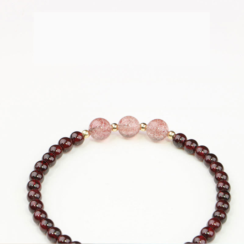 Nimara Ritual Natural Garnet Strawberry Quartz Calm Bracelet