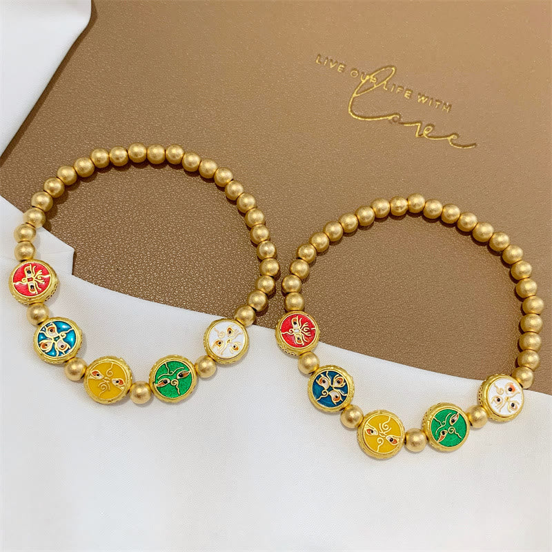 Nimara Ritual Tibetan Five God Of Wealth Copper Beads Luck Bracelet