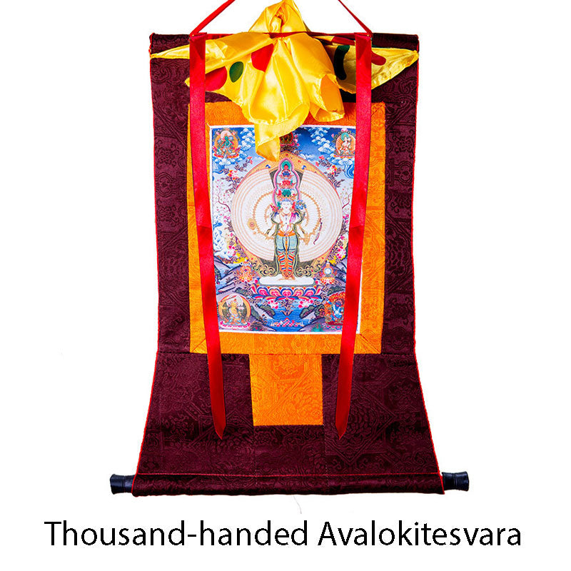 Nimara Ritual Tibetan Thousand-handed Avalokitesvara Framed Thangka Blessing Decoration