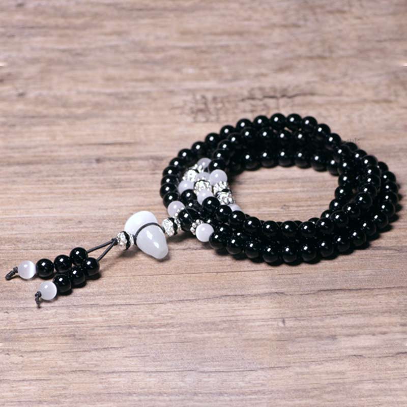 Nimara Ritual Black Onyx White Crystal Bead Meditation Bracelet