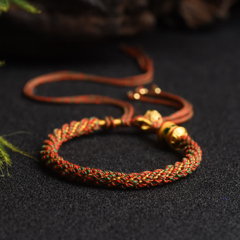 Nimara Ritual Tibetan Handmade Luck Prayer Wheel Bead Charm Weave Colorful String Bracelet