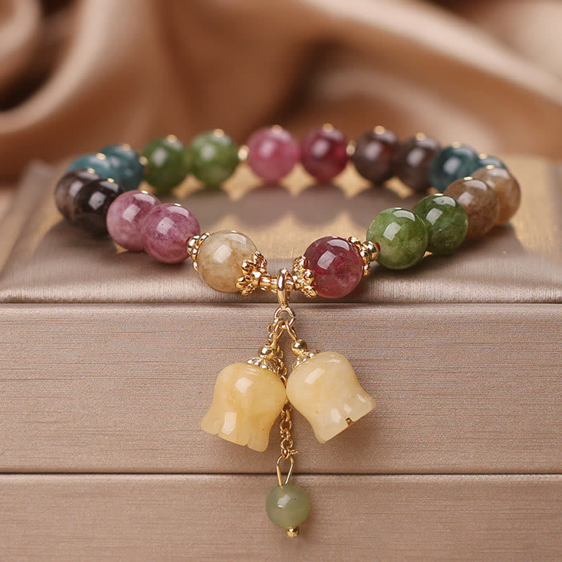 Nimara Ritual Natural Colorful Tourmaline Flower Bead Love Bracelet