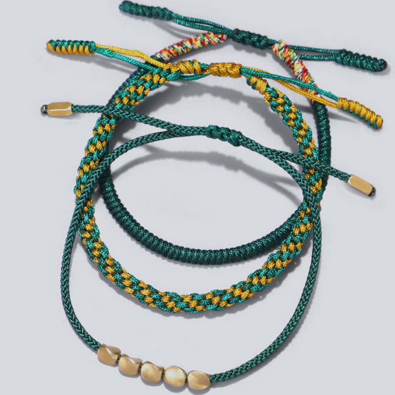 Nimara Ritual 3 PCS Tibetan Copper Beads Healing Protection Luck Bracelet Set