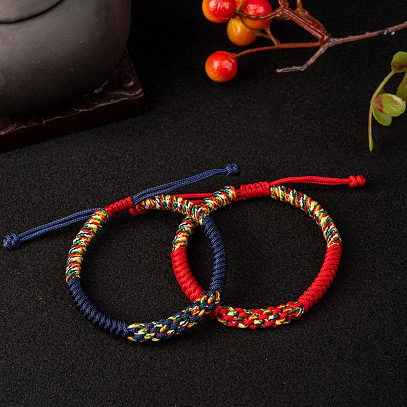 Nimara Ritual Tibetan Handmade Colorful King Kong Knot Luck Braid String Bracelet