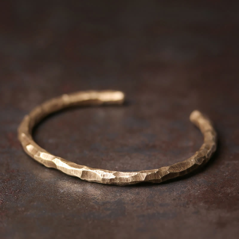 Nimara Ritual Tibetan Bump Texture Copper Luck Cuff Bracelet Bangle