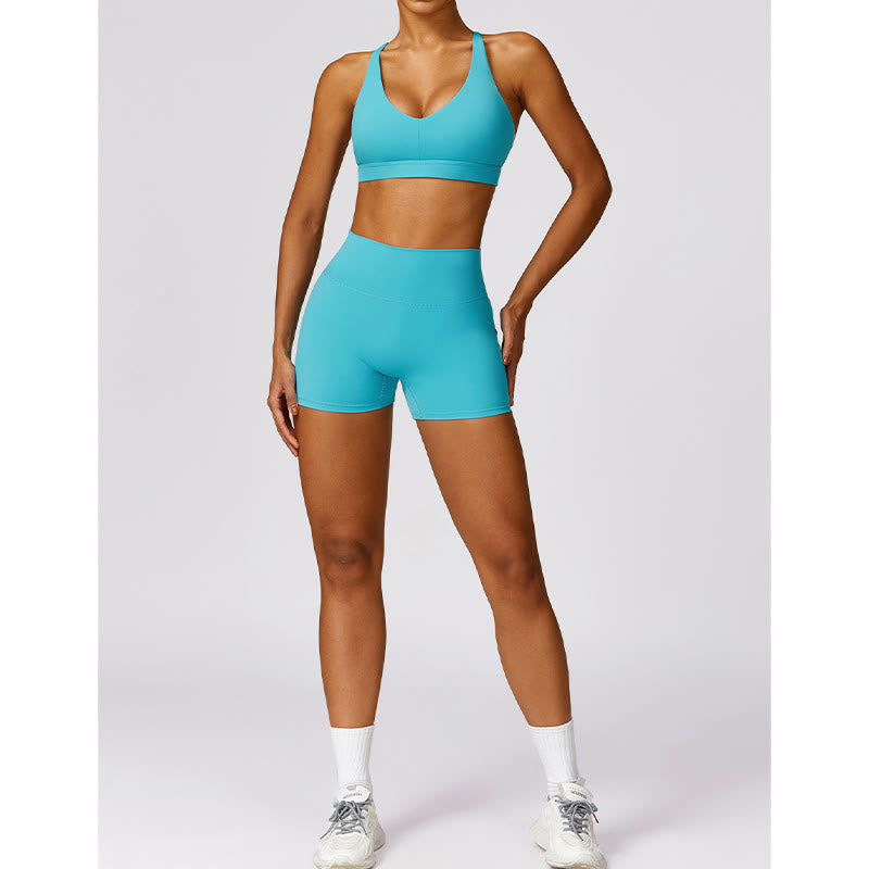 Nimara Ritual Gym Sports Yoga Backless Bra Crop Tank Top Breathable Shorts