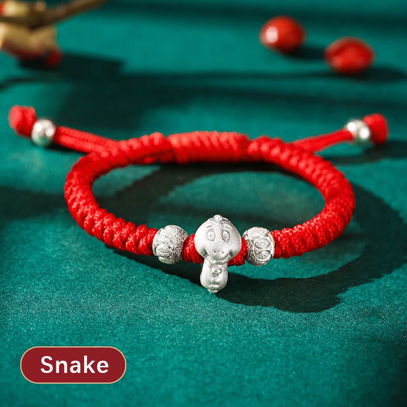Nimara Ritual 999 Sterling Silver Chinese Zodiac Red Rope Luck Handcrafted Kids Bracelet