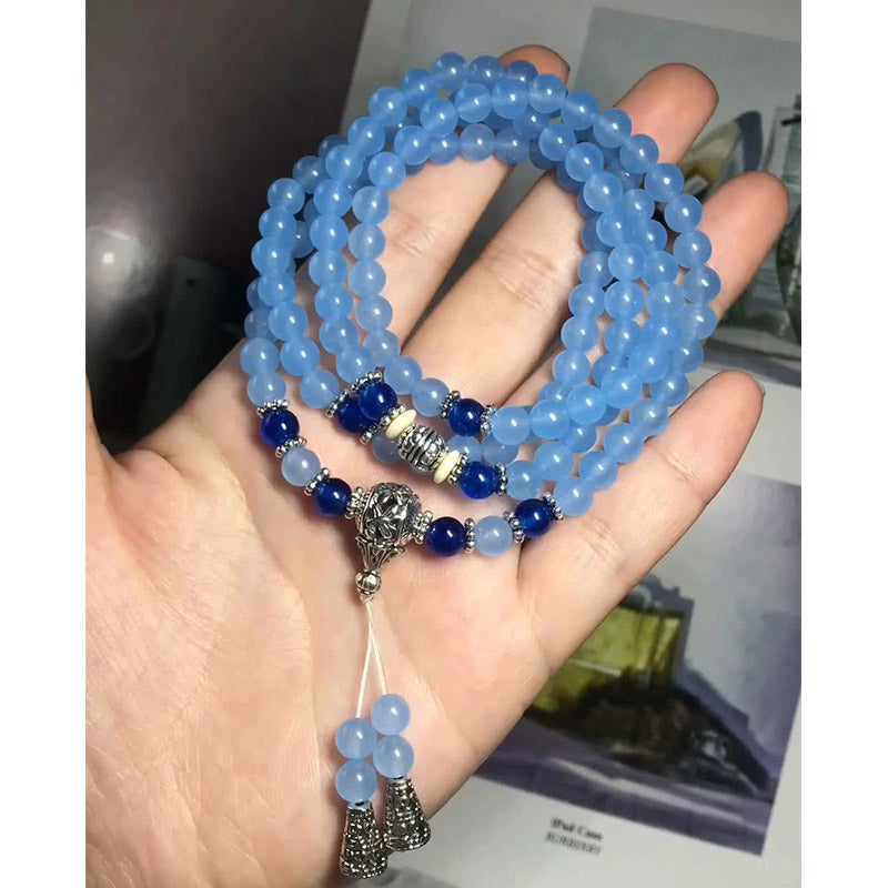 Nimara Ritual 108 Beads Blue Crystal Healing Bracelet Mala