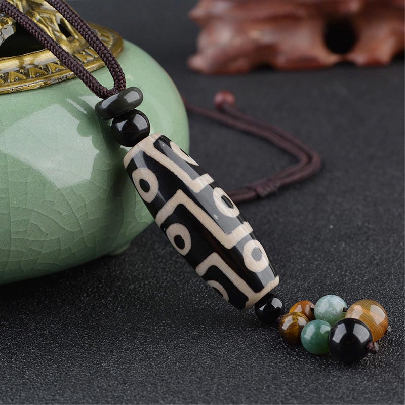 Nimara Ritual Nine-Eye Dzi Bead Wealth Protection Necklace