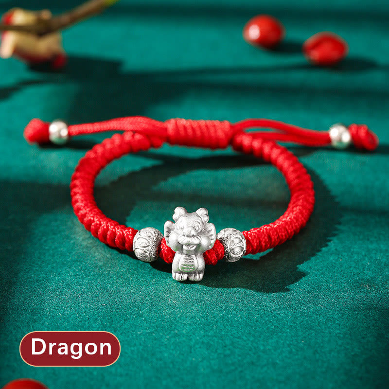 Nimara Ritual 999 Sterling Silver Chinese Zodiac Red Rope Luck Handcrafted Kids Bracelet