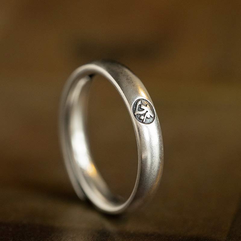 Nimara Ritual 925 Sterling Silver Chinese Zodiac Natal Buddha Blessing Couple Ring