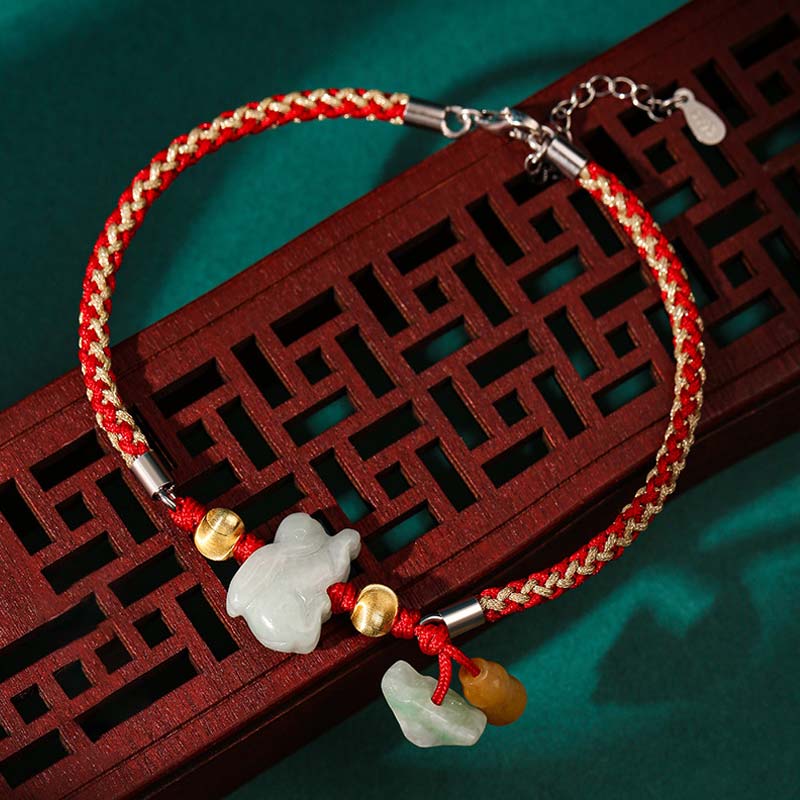 Nimara Ritual Chinese Zodiac Jade Prosperity Red String Bracelet Anklet