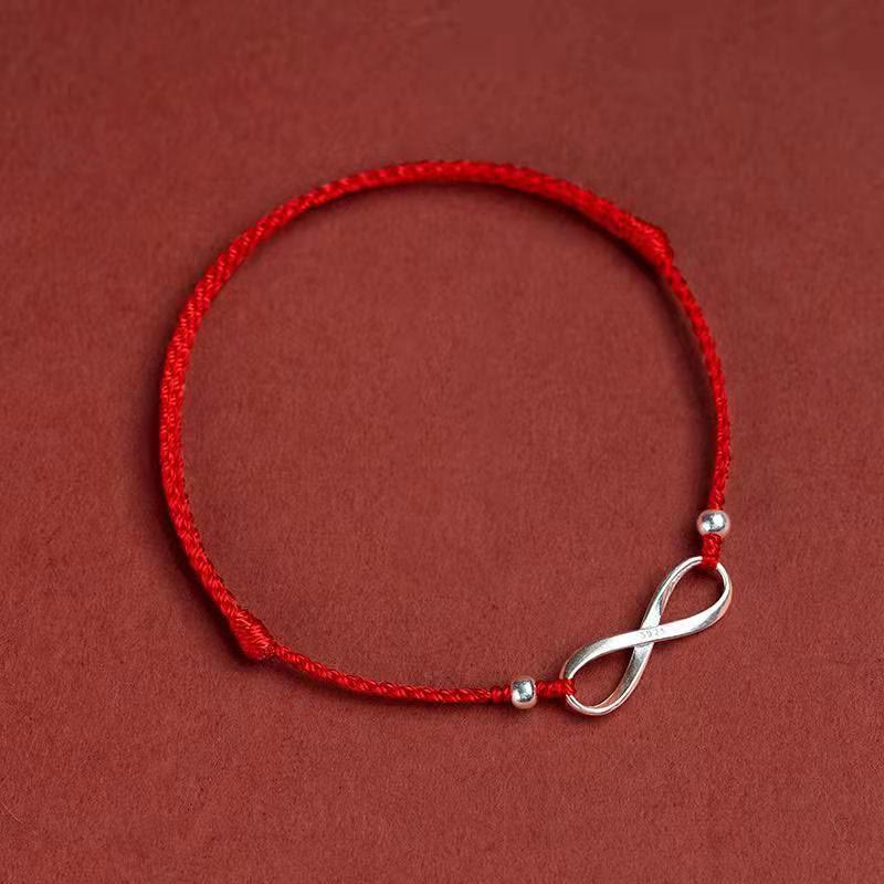Nimara Ritual 925 Sterling Silver Endless Knot Protection Luck Red String Bracelet Anklet