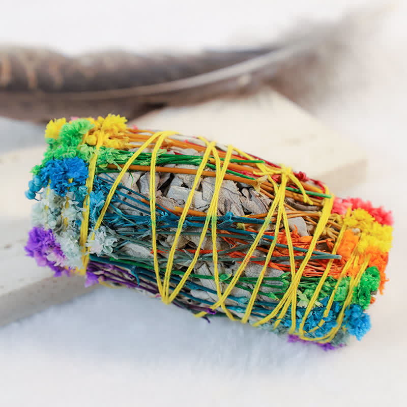 Nimara Ritual Colorful Daisy Red Rose Flowers Smudge Stick for Home Cleansing Incense Healing Meditation Smudge Sticks Rituals Set