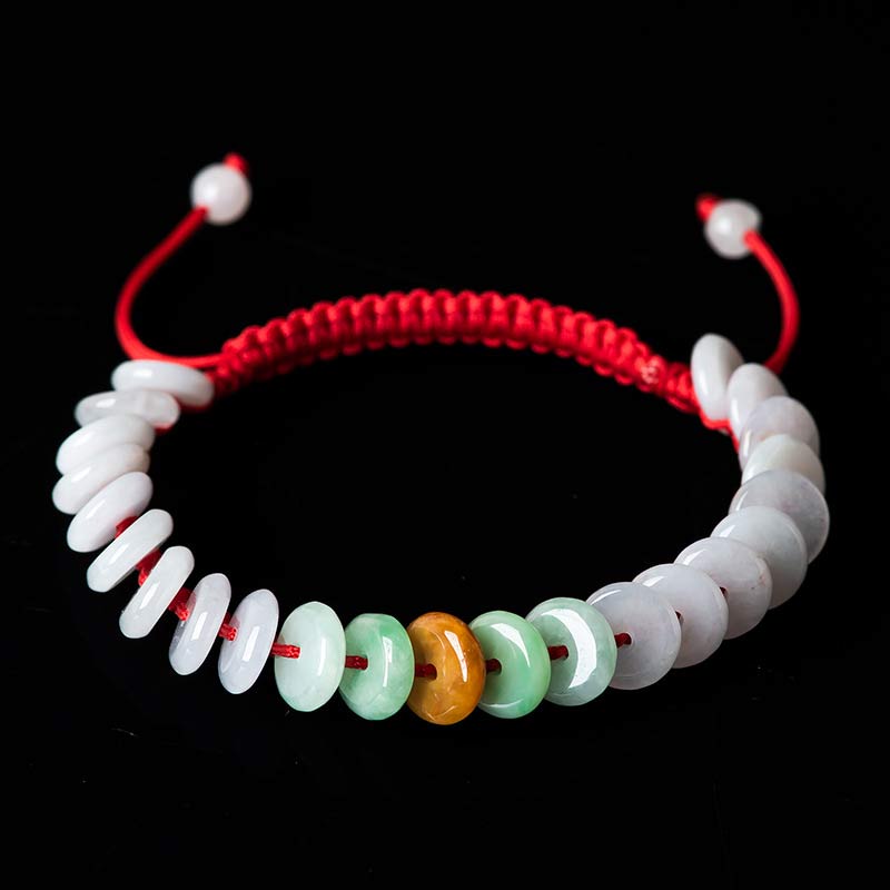 Nimara Ritual Round Jade Lucky Red String Weave Bracelet