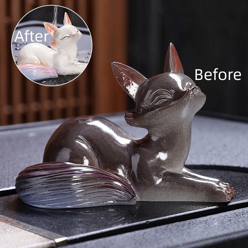 Nimara Ritual Color Changing Small Cute Fox Tea Pet Resin Home Figurine Decoration