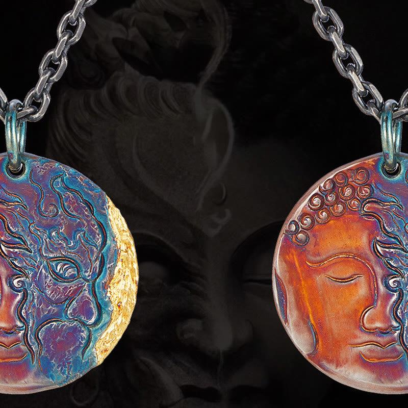 Nimara Ritual 999 Sterling Silver 24K Gold Half Demon Half Buddha Compassion Necklace Pendant