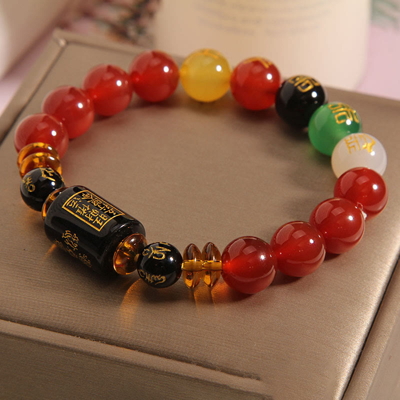 Nimara Ritual Five Elements Black Onyx Red Agate Wisdom Wealth Bracelet