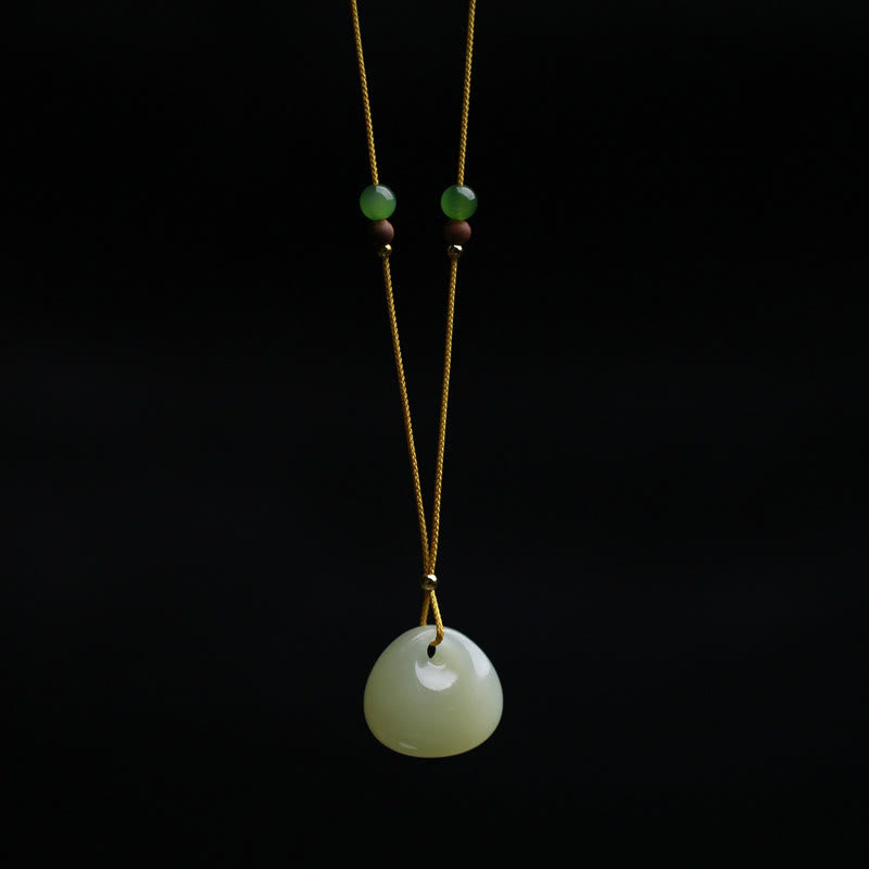 Nimara Ritual Natural Hetian Jade Small Bag Pattern Prosperity String Necklace Pendant