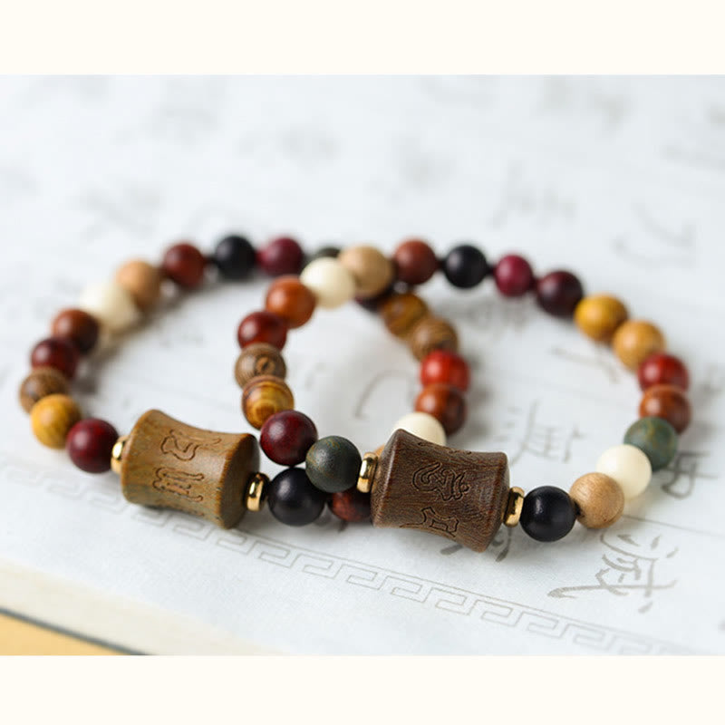 Nimara Ritual Tibet Multicolored Sandalwood Om Mani Padme Hum Protection Bracelet