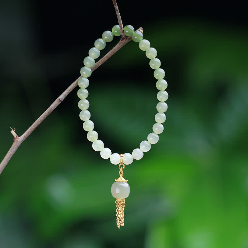 Nimara Ritual 925 Sterling Silver Hetian Jade Beaded Wealth Charm Bracelet