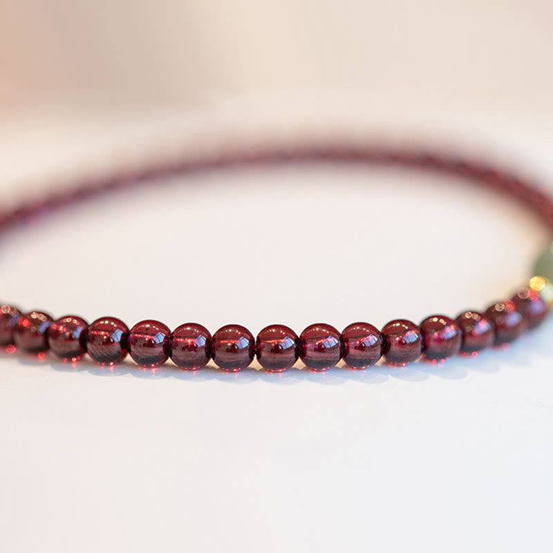 Nimara Ritual Natural Strawberry Quartz Garnet Jade Lucky Fortune Fu Character Healing Charm Bracelet