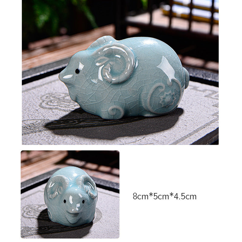 Nimara Ritual Chinese Zodiac Wealth Ceramic Tea Pet Home Figurine Decoration