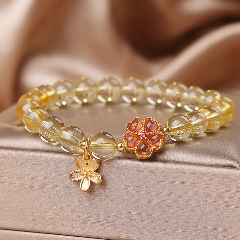 Nimara Ritual Natural Citrine Flower Charm Prosperity Protection Bracelet