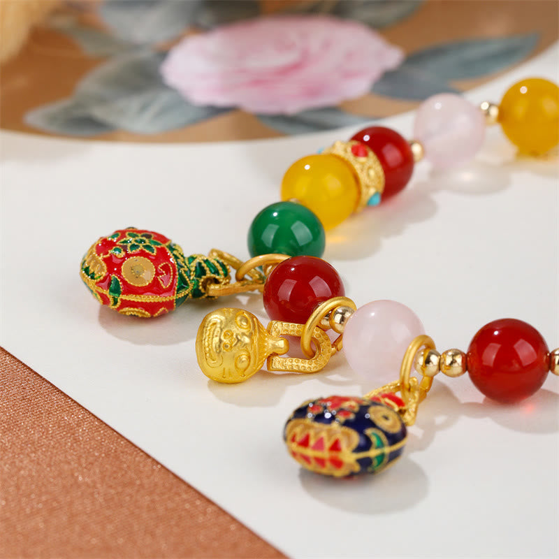 Nimara Ritual Gold Swallowing Beast Family Various Agate Crystal Success Bracelet
