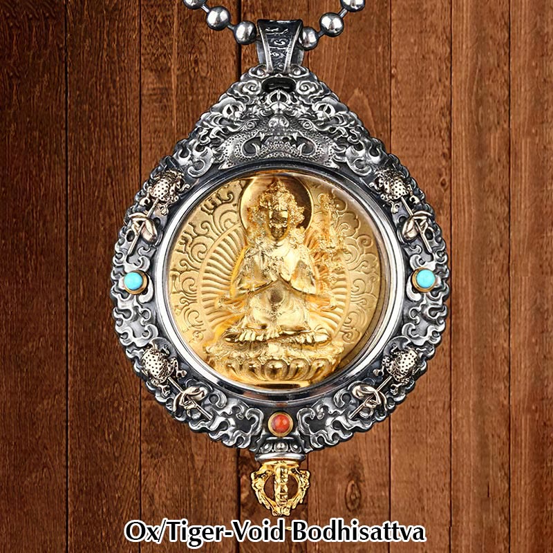 Nimara Ritual Chinese Zodiac Natal Buddha Thangka Nine Palaces Eight Diagrams Wealth Rotatable Necklace Pendant