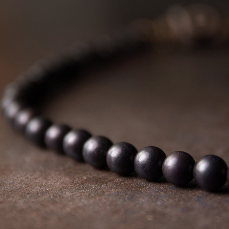 Nimara Ritual Ebony Wood Dzi Bead Copper Protection Couple Bracelet