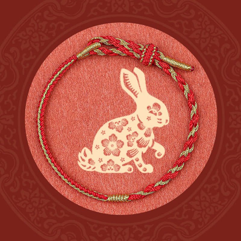 Nimara Ritual Handmade Chinese Zodiac Rabbit Rooster Rat Horse Dragon Protection Braid String Bracelet