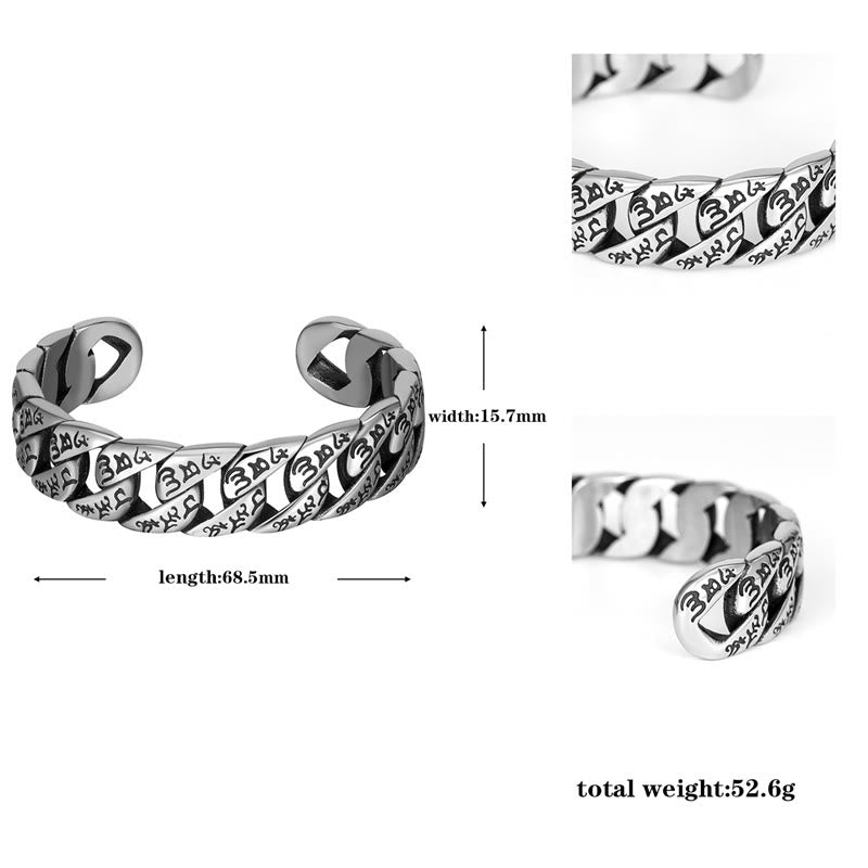 Nimara Ritual Tibetan Om Mani Padme Hum Mantra Titanium Steel Peace Cuf Bangle Bracelet