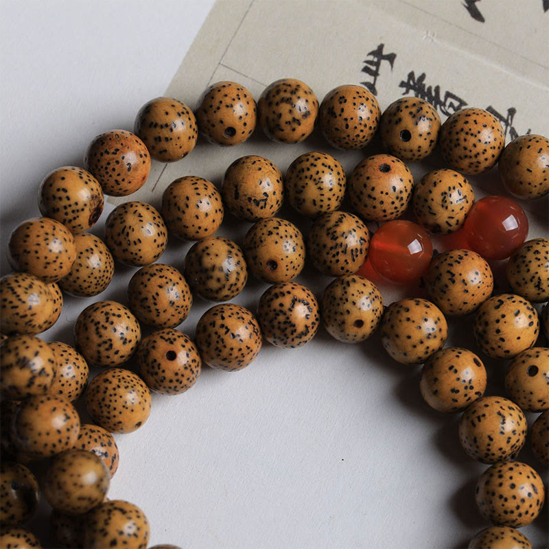 Nimara Ritual 108 Mala Beads Bodhi Seed Red Agate Auspiciousness Bracelet