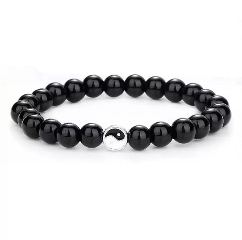 Nimara Ritual 3pcs Natural White Turquoise Frosted Stone Bead Yin Yang Wealth Bracelet