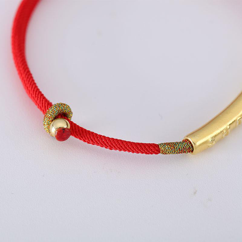 Nimara Ritual Tibetan Buddhist Handmade Mani Mantra Lucky Red String Bracelet
