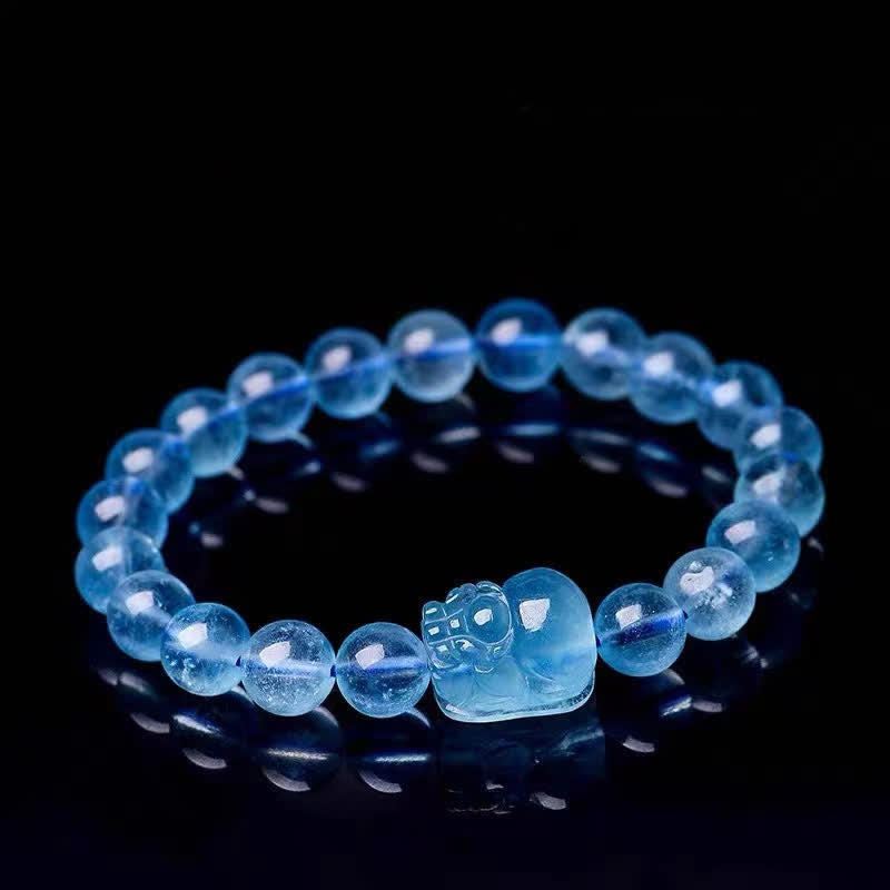 Nimara Ritual Natural Aquamarine Pixiu Serenity Healing Bracelet